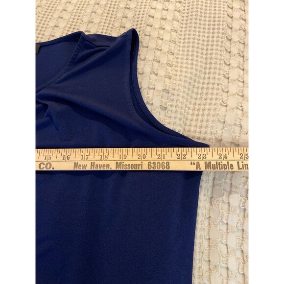 Kasper Womens Blouse Sleeveless Top Navy Size XL + Stretch Keyhole Pleated Frnt - Picture 9 of 10